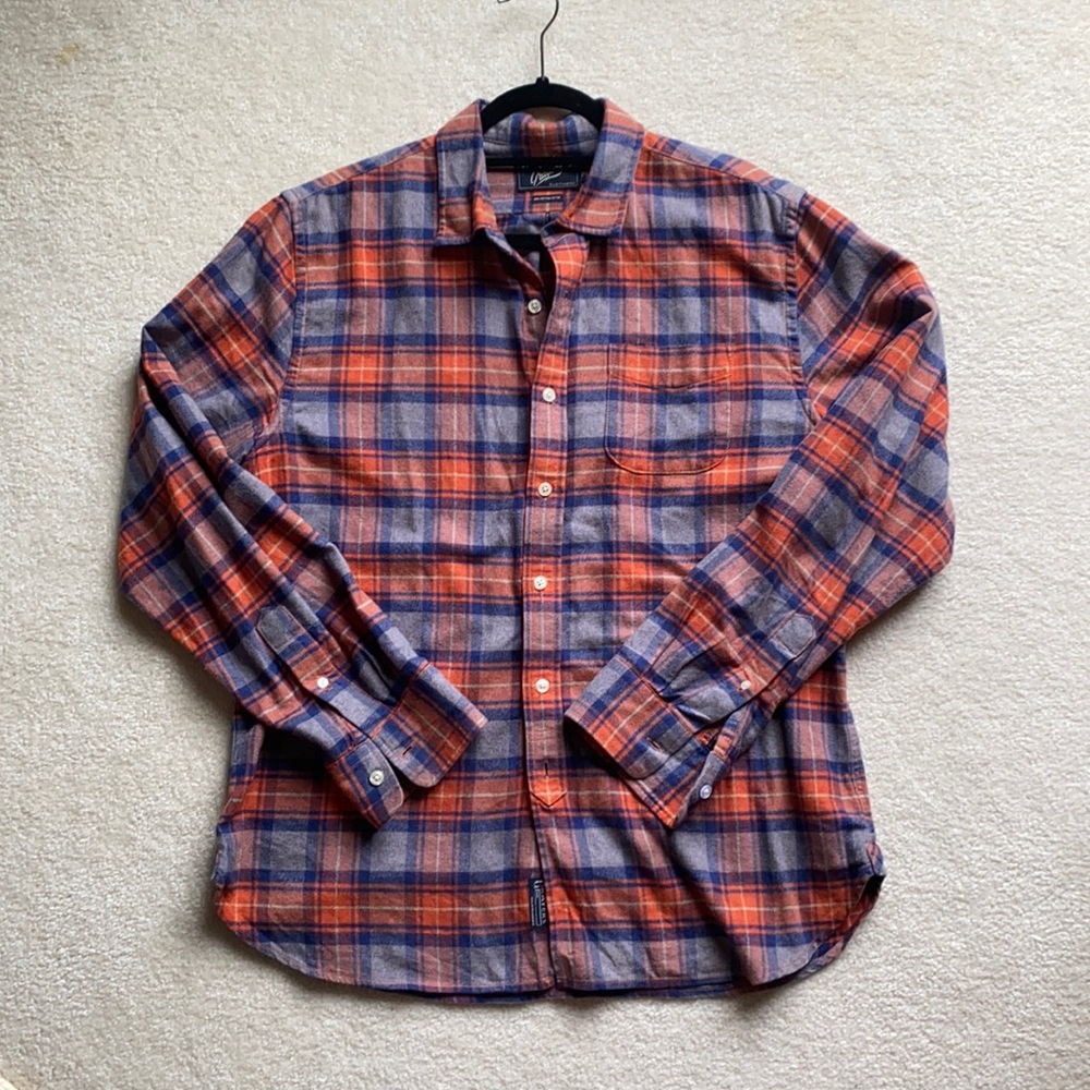 GRAYERS Men’s Flannel Blue and Orange Large